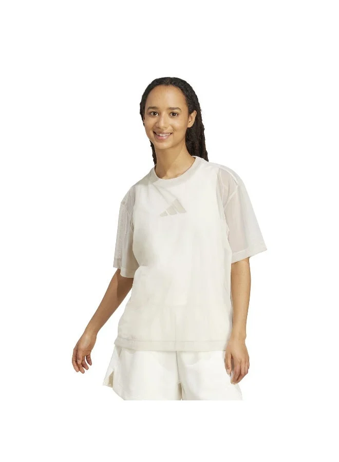 Adidas Adidas W All Szn Sh T Beige T-Shirt (Short Sleeve) T-Shirts For Women